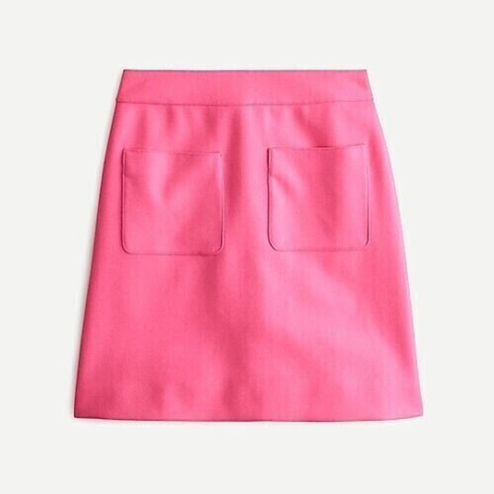 J Crew Patch Pocket Mini Skirt Double Serge Wool Barbie Bright Fuchsia 16T Tall - Picture 3 of 10